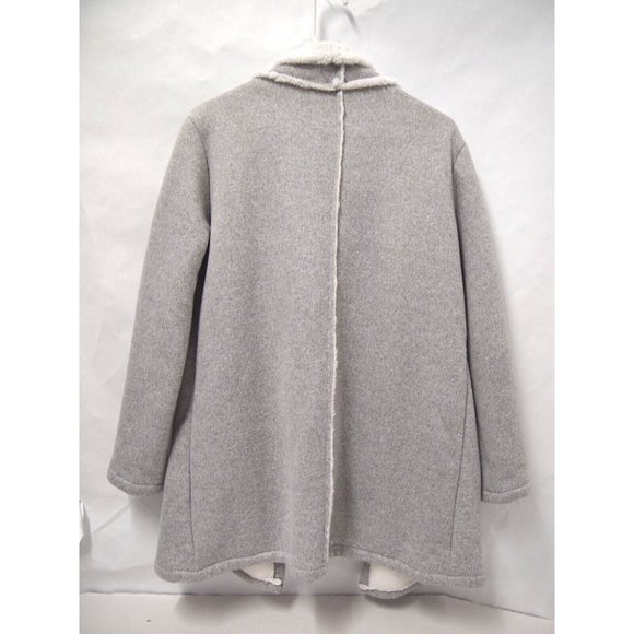 LOFT Lounge Womens Sherpa Jacket M Grey Waterfall Draped Thick Warm Open - Picture 5 of 8